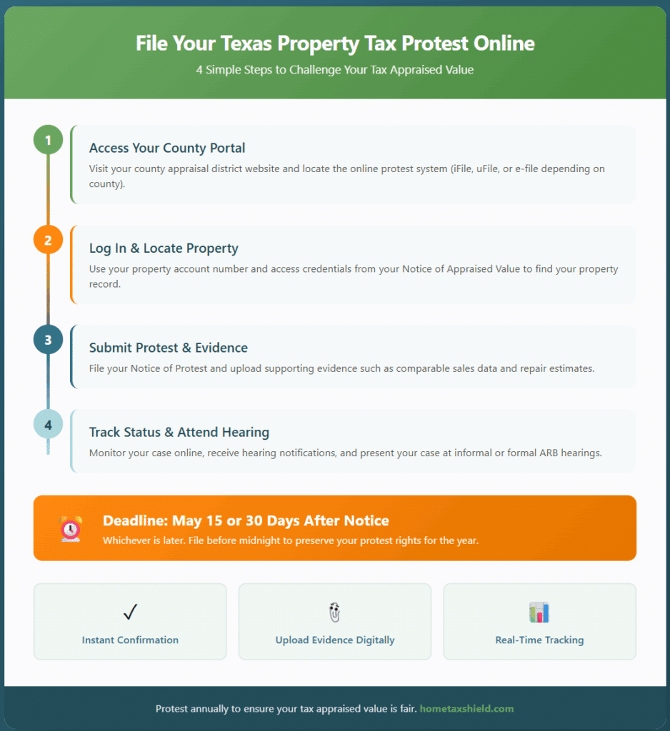 Texas property tax protest online