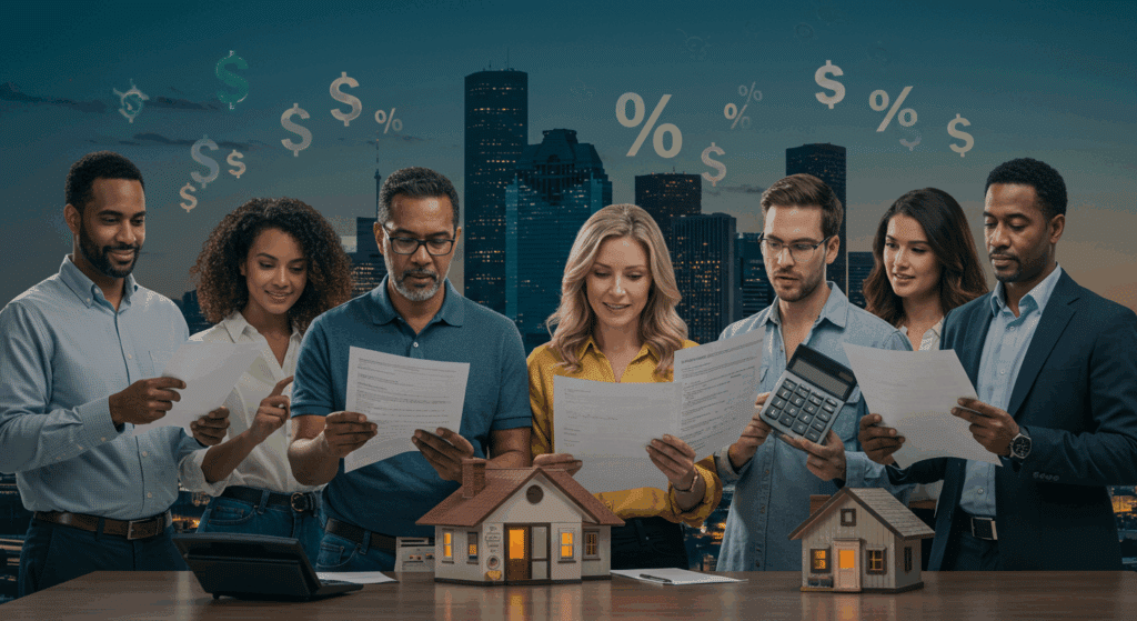 Texas homeowners reviewing property tax protest documents