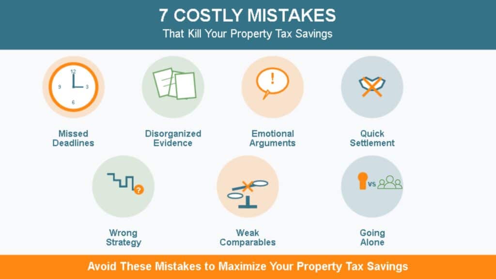 seven costly mistakes that kill property tax savings infographic