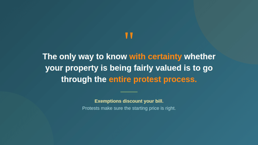 Exemptions discount your bill, protests make sure the starting price is right